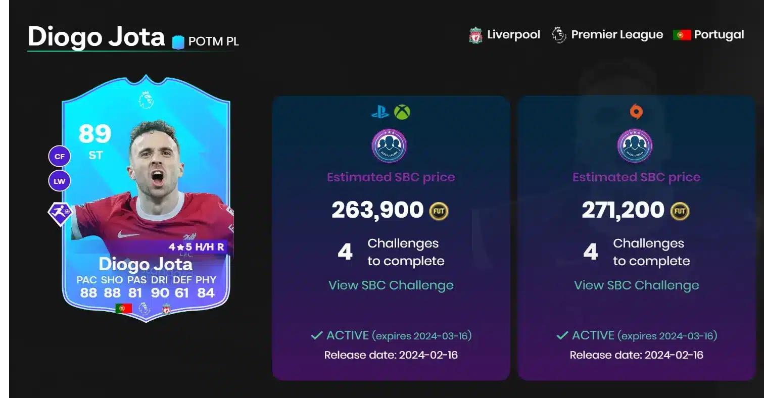 Diogo Jota POTM SBC